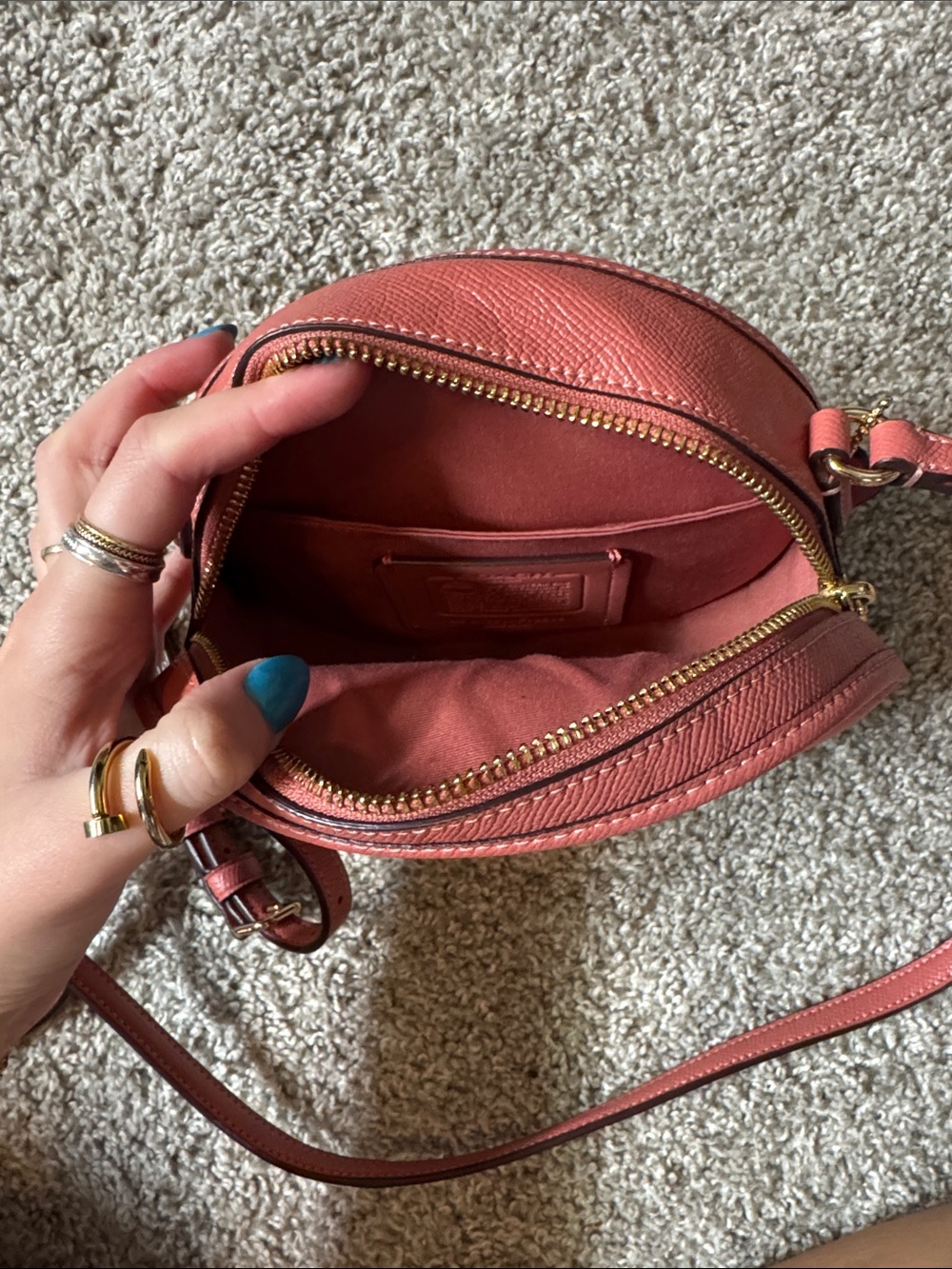 Coach Coral Round Leather Crossbody Purse - Picture 5 of 7